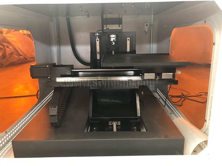 所有軸傳動采用高精度滾珠絲杠， 3D 激光雕刻機(jī)